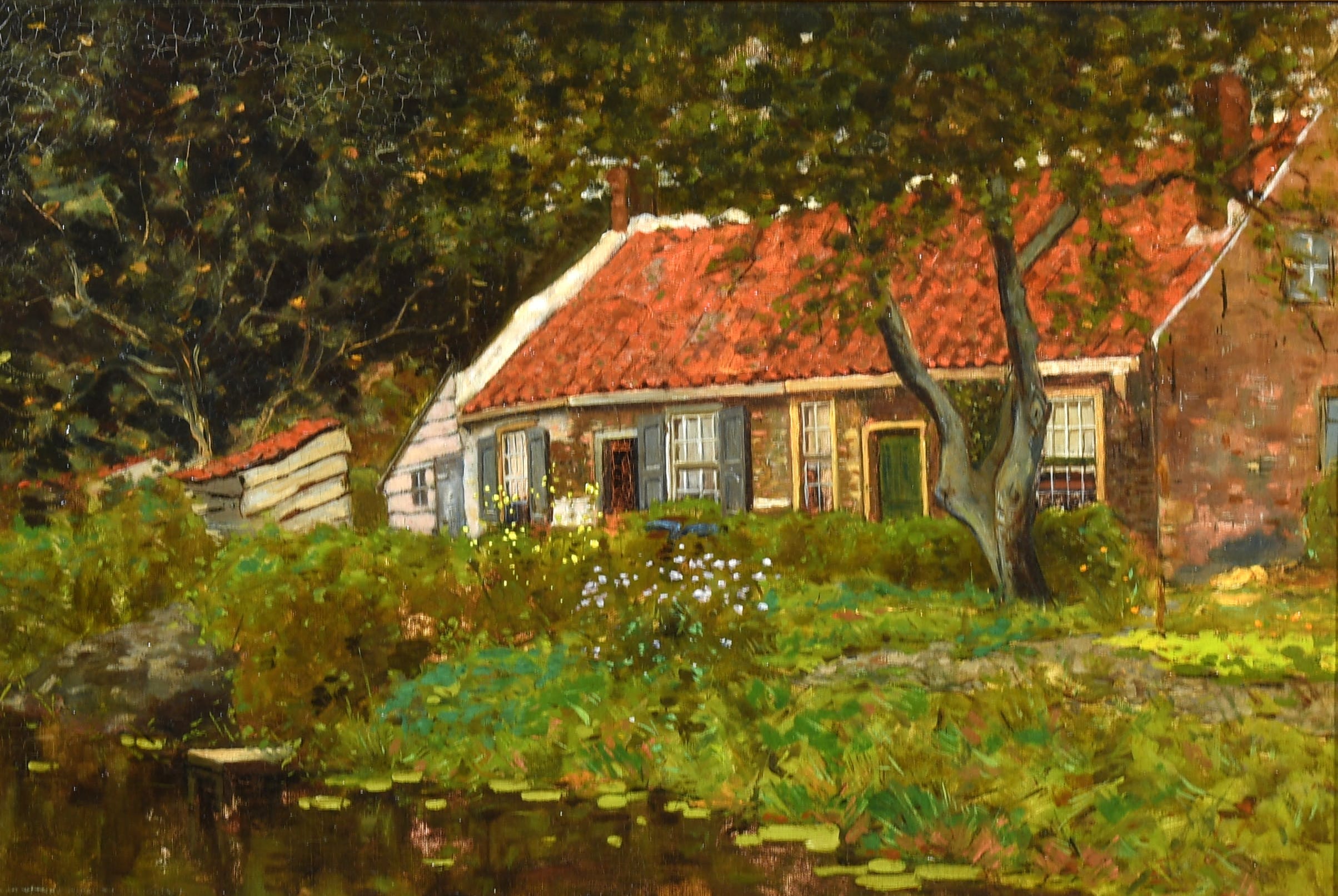 Johan Pieter van Strijen - "Duinhuisje"bij Oostvoorne - Landschap -Olieverf - Toegeschreven  verkocht voor € 145!