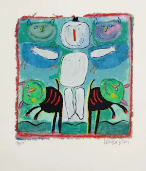 Wouter Stips - Kleurenzeefdruk HAPPY MAN Handgesigneerd kopen? Bied vanaf 69!