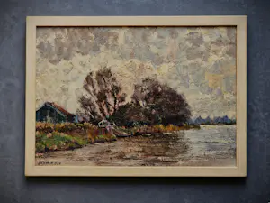 Johannes K. Veerman - schilder van de "Leidse School" - impress. olieverf - rivierlandschap - gesign. kopen? Bied vanaf 36!