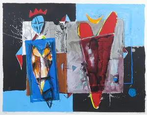 Cor de Jong - Zeefdruk, Verdeeld hart - Ingelijst kopen? Bied vanaf 40!