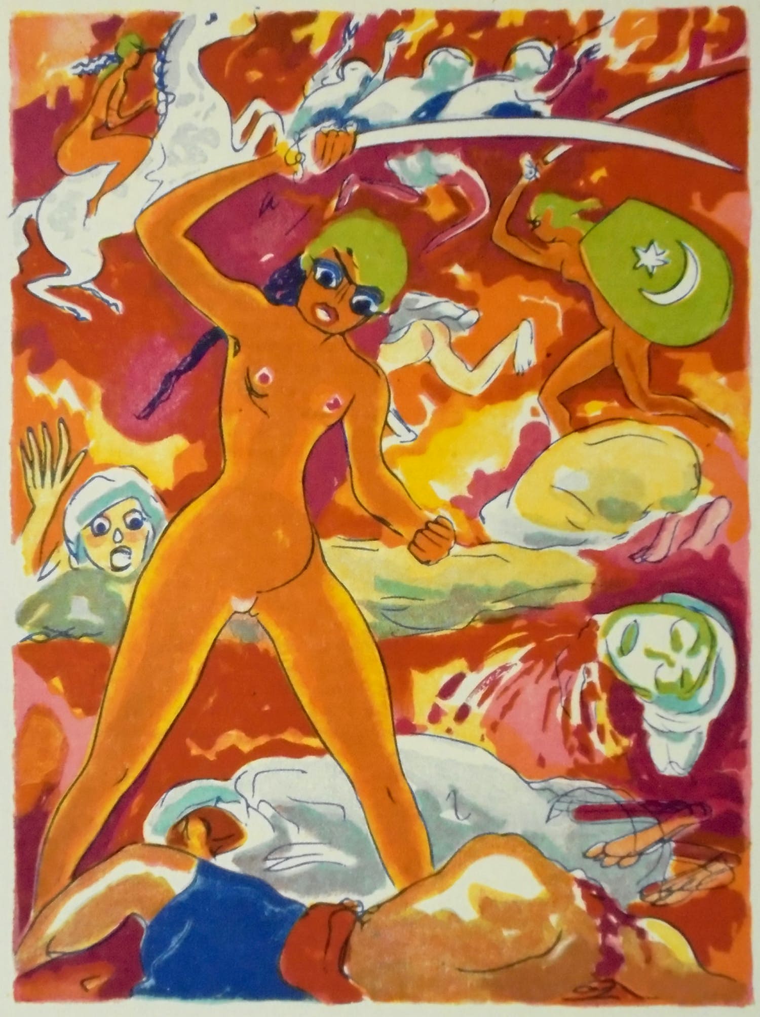 Kees van Dongen - Houtgravure 1955 - " Les filles guerrières........ - uit " 1001 nacht " ready t kopen? Bied vanaf 55!