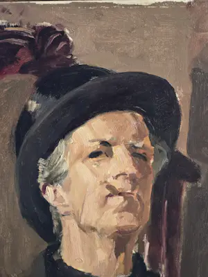 Willem van Dort - Zelfportret met Amaryllis kopen? Bied vanaf 175!