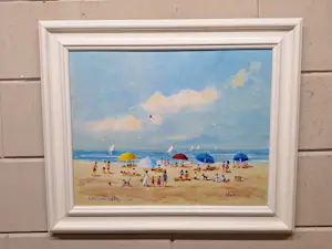 Henk Poeder - Vrolijk Zomers Strandgezicht bij Scheveningen kopen? Bied vanaf 110!