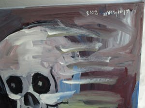 Peter Klashorst - Acrylverf op doek , “Vrouw met Schedel” - GROOT – 2018 – 55 x 100 cm kopen? Bied vanaf 375!