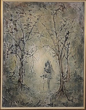 Niet of onleesbaar gesigneerd - Stelletje in het bos. kopen? Bied vanaf 1!