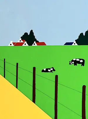Joseph Willaert - Postzegel met landschap, Zeefdruk, Gesigneerd, 47x58 cm, 1992 kopen? Bied vanaf 490!