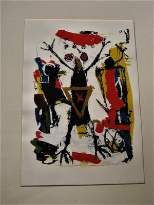 Nelson Carrilho - Curaçao 1953 - GROOT ! Expressionistisch Litho "untitled" gesigneerd kopen? Bied vanaf 10!