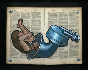 Jan Bollaert - Gemengde techniek op papier, Con Con - Ingelijst kopen? Bied vanaf 1!