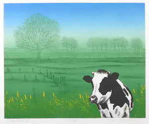 Hans Heijman - Zeefdruk, Polderlandschap II - Ingelijst kopen? Bied vanaf 50!