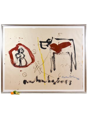 Anton Heyboer - 1, 2, 3, 4 - Groot, ingelijst en origineel werk kopen? Bied vanaf 750!