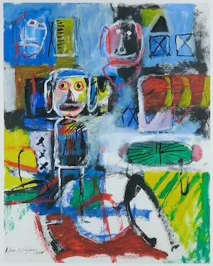 Hans Heijman - Gemengde techniek op papier, Zonder titel - Ingelijst kopen? Bied vanaf 1!