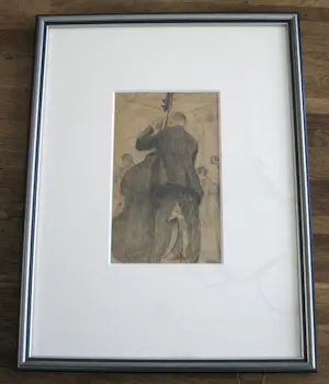 AcheterHarrie Kuyten - Contrabas Speler Potloodtekening op papier Handgesigneerd? Enchérissez de 100!