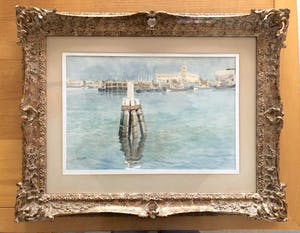 Geo Henrotte - Mediterraans Haven Gezicht - Aquarel, Prachtig Ingelijst kopen? Bied vanaf 99!