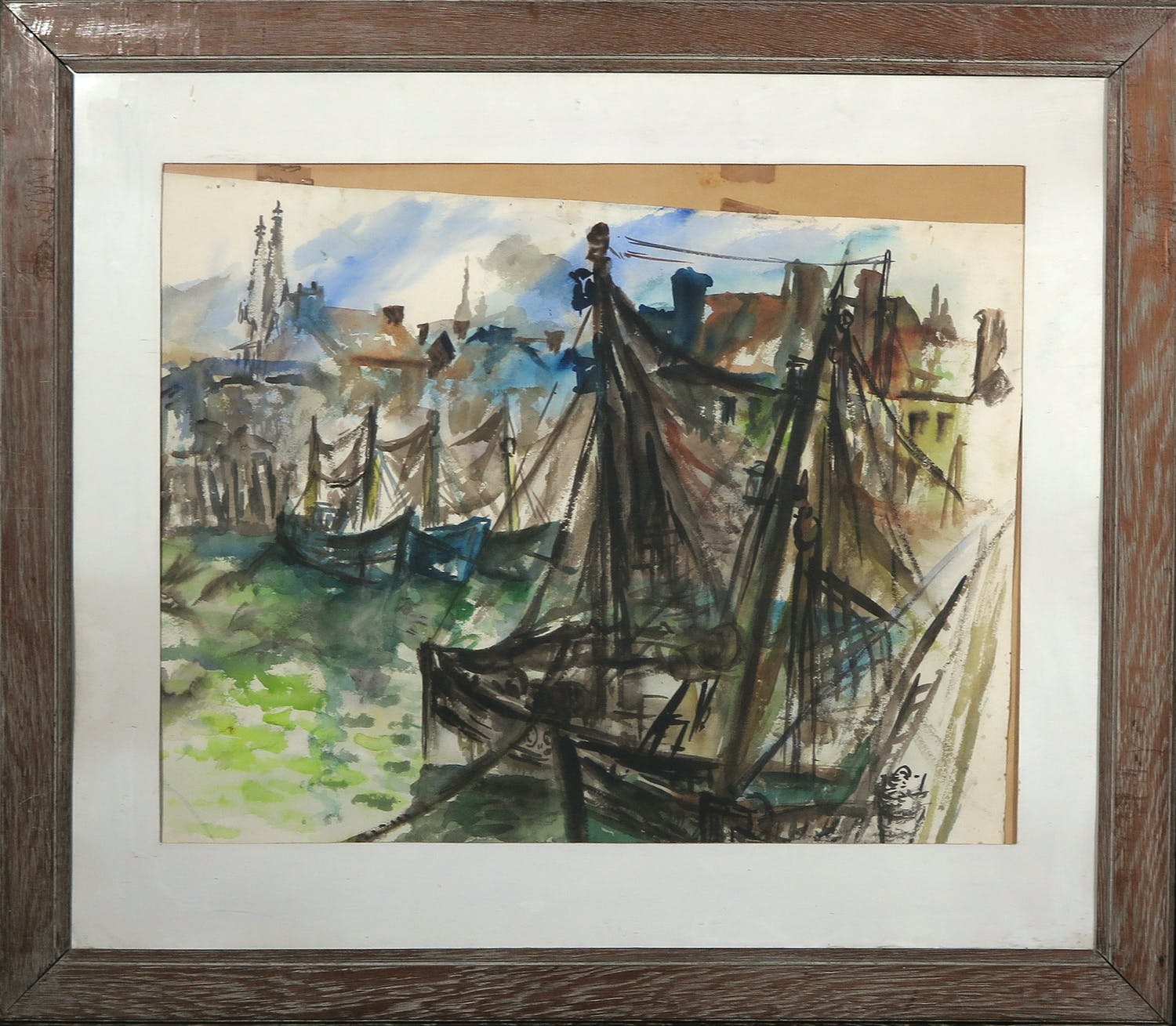 Martin Reisberg - Aquarel, Flotille de Peche - Ingelijst Verkocht ...