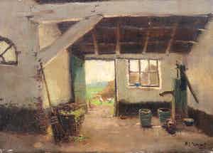 Arie Zwart - Olieverf op doek, Pompstraatje te Diever verkocht voor € 200!