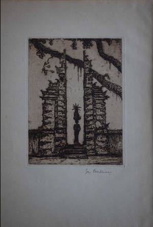 Jan Poortenaar - Ets - Tempelpoort Bali kopen? Bied vanaf 50!