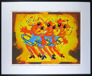 Ad Verstijnen - Zeefdruk, Hoela-Hoep - Ingelijst (Groot) verkocht voor € 35!