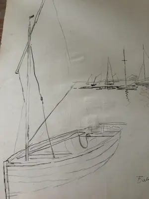 Herman Bieling - Tekening/studietekening Kralingseplas en Verso boeren interieur kopen? Bied vanaf 40!