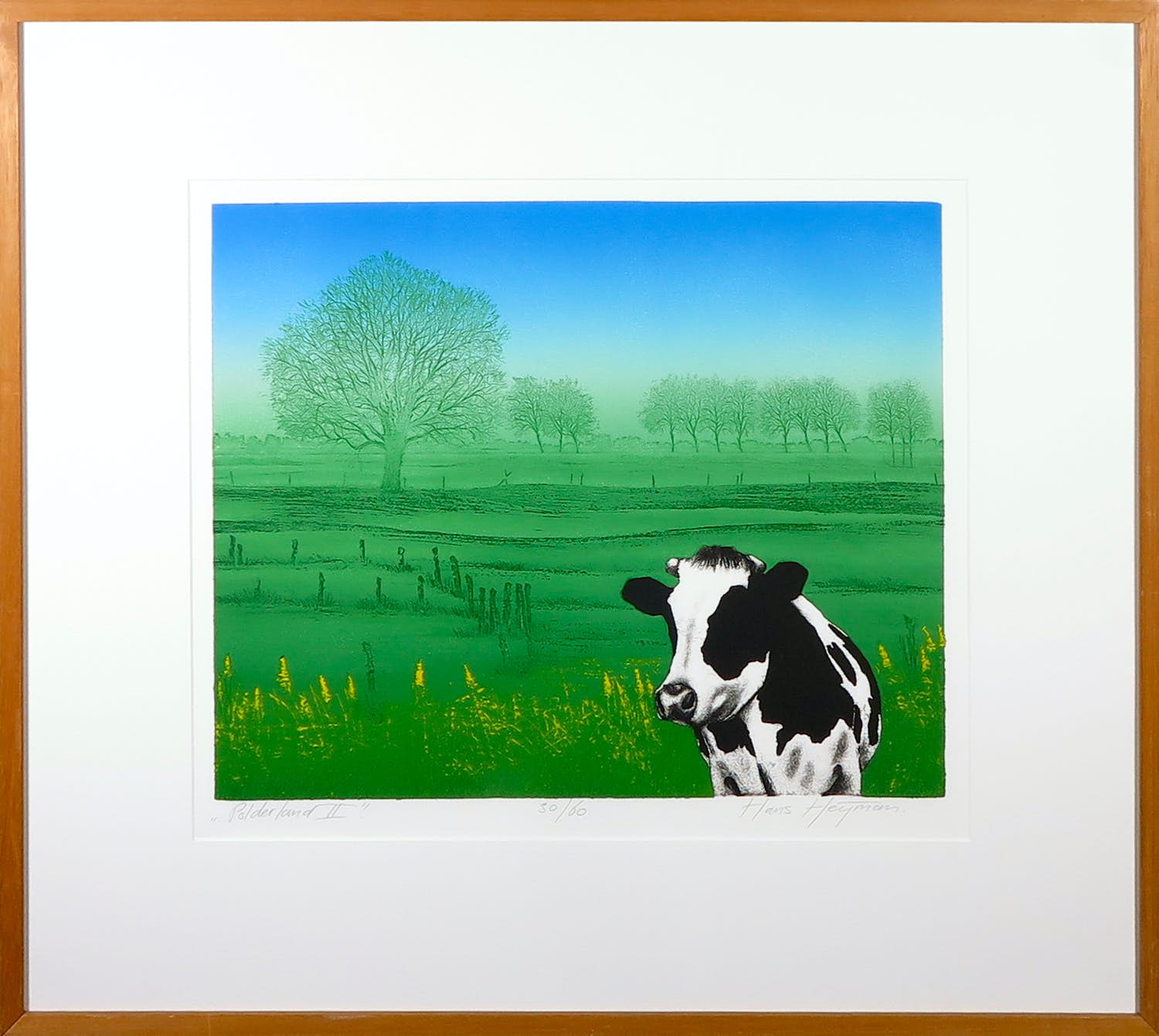Hans Heijman - Zeefdruk, Polderlandschap II - Ingelijst verkocht voor € 50!