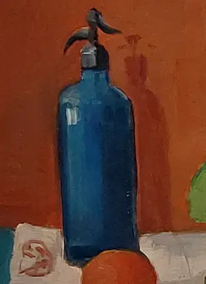 Wim Oepts - ''Stilleven met hortensia en blauwe spuitwater fles" kopen? Bied vanaf 2750!