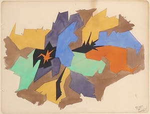 Niet of onleesbaar gesigneerd - Aquarel, Abstracte compositie - Ingelijst kopen? Bied vanaf 10!