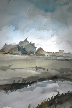 Bob Immink - Noordhollands landschap - aquarel kopen? Bied vanaf 125!