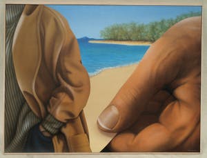 Kees Gerritse - Groot , ingelijst olieverf op doek , Aan het strand II – 1999 – 90 x 120 cm. kopen? Bied vanaf 1000!