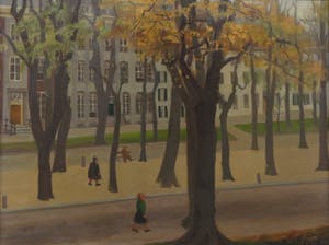 Mies Callenfels-Carsten - Olieverf op doek, Lange Voorhout, Herfst - Ingelijst kopen? Bied vanaf 1500!