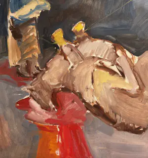 Marcus De Vestele - Das Opfer – Großes Ölgemälde auf Leinwand aus dem Jahr 1971 kopen? Bied vanaf 400!