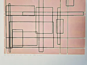 Paul van Gils - 1981 - Ets op dik roze papier - geometrische studie fase 1 - zeer kleine oplage kopen? Bied vanaf 62!