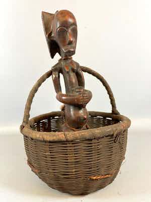Fang - African Fang beeldje in mand - Gabon. verkocht voor € 45!
