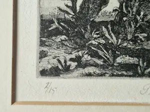 Fer Hakkaart - in zeer kleine oplage (2/15) gemaakte Ets "huwelijksbootje" potldgesigneerd 1968 kopen? Bied vanaf 36!