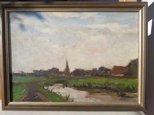 Jan Hendrik Weissenbruch - Polderlandschap met dorpsgezicht kopen? Bied vanaf 520!