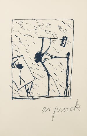 A.R. Penck - Zeldzame handgesigneerde litho, Zonder titel - Ingelijst kopen? Bied vanaf 1!