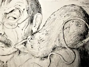 Gunter Grass - org. Kaltnadelradierung "Selbst mit Ratte" handsigniert - limt. Auflage von 30 kopen? Bied vanaf 81!