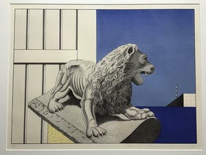 Marinus Fuit - Litho , gebeeldhouwde leeuw, gesigneerd en ingelijst kopen? Bied vanaf 75!