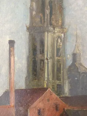 Louis Artan - Stadsgezicht met kathedraal kopen? Bied vanaf 250!