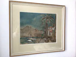 Germ de Jong - "Kustplaats Zuid-Frankrijk" - 1957 - Gem. Techn. - Ingelijst - Zeer goed kopen? Bied vanaf 400!