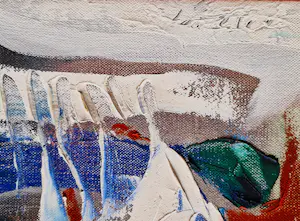 Ravindra Salve - Mumbai India - Zeer pasteus geschilderd olieverf op doek - abstract - gesign kopen? Bied vanaf 186!