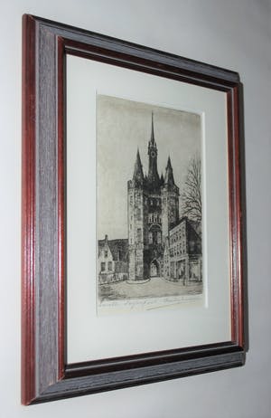 Marius Johannes Janssen - 2 etsen: Sassenpoort Zwolle-+-Gevangenpoort Bergen op Zoom (onbek.monogram) kopen? Bied vanaf 45!