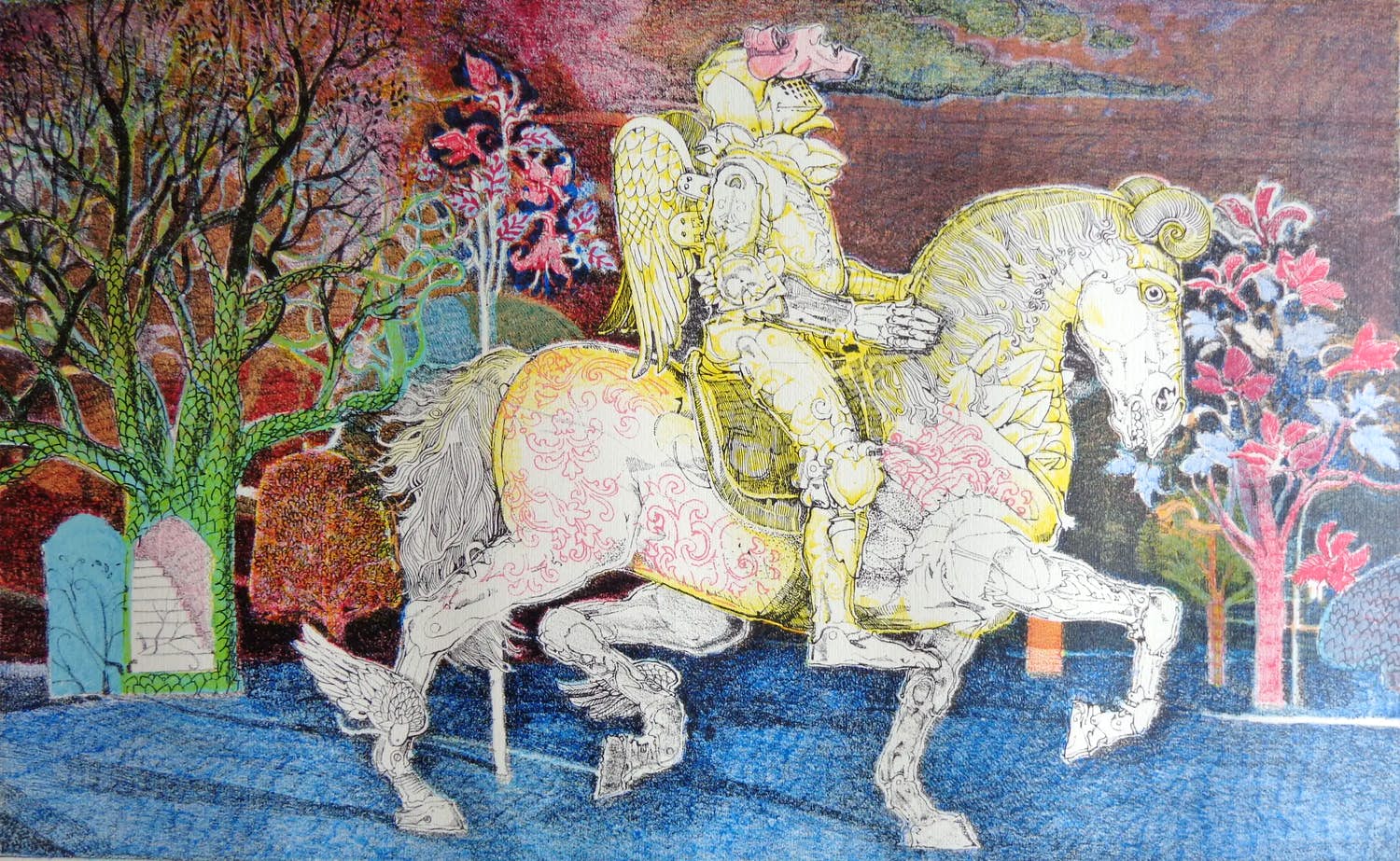 Raffaele de Rosa - RIDDER TE PAARD / KLEURLITHO / 50x70cm / SIG / LIVORNO kopen? Bied vanaf 25!