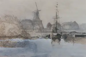 Jose Calsina - Aquarel, In het zicht van de haven - Ingelijst kaufen? Bieten Sie von 30!