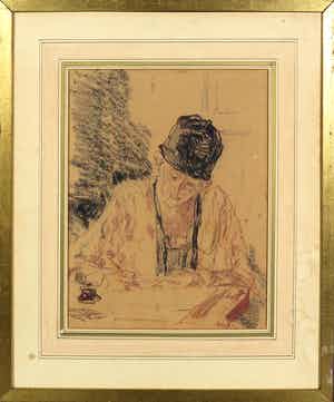 Willem de Zwart - Krijttekening, Tekenaar verkocht voor € 50!