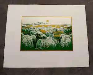 Jos Muris - Erg mooie kleuren - Zeefdruk "Een landschap voor Tolkien" beperkte oplage (75) vendu pour 50€ !