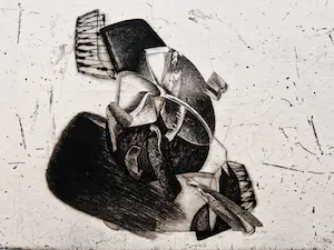 Jan Prins - Grote & fraai uitgewerkte - unica 2e staat - Ets "Paardeval" kopen? Bied vanaf 32!