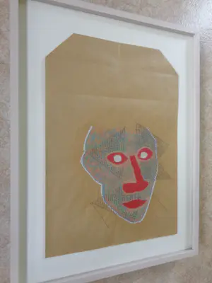 Buy Dirk Celis - HOOFD / ORIGINEEL WERK / 67x51x5cm / KADER? Bid from 25!