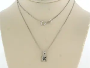 14k wit gouden collier met solitair hanger met diamant 0.08 ct - 45 cm kopen? Bied vanaf 220!