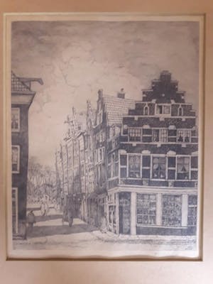 Herman Heuff - Straatje met Trapgevel in Haarlem. kopen? Bied vanaf 25!