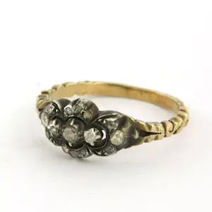 14k geel goud met zilver ring met roos geslepen diamant tot. 0.10ct kopen? Bied vanaf 230!