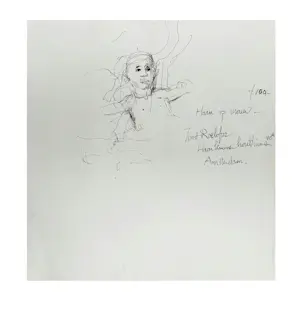 Joost Roelofsz - 4 originele ontwerpschetsen voor (boek)illustratie + uitnodiging opening kopen? Bied vanaf 125!